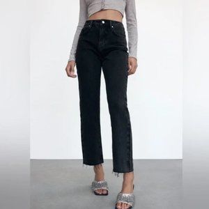 Zara High Rise Straight Black Jeans Women’s 4
